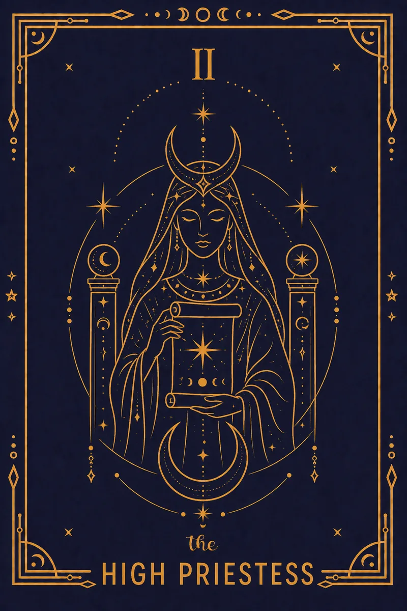 She sits between the pillars Boaz and Jachin, black and white, at the threshold of the temple, the point of decision itself.